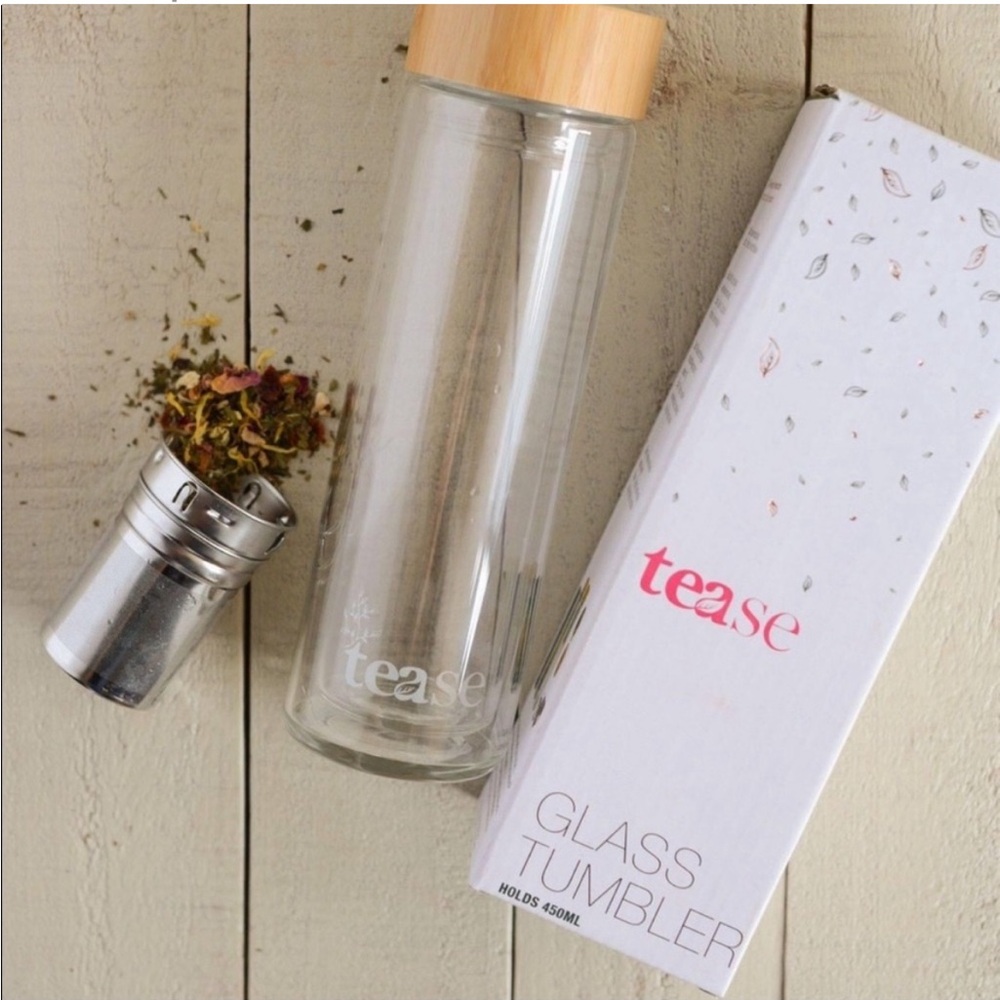 Tease glass tumbler NIB